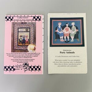 Vintage Quilt Pattern Lot Coffee Girls Elderberries Party Animals Applique
